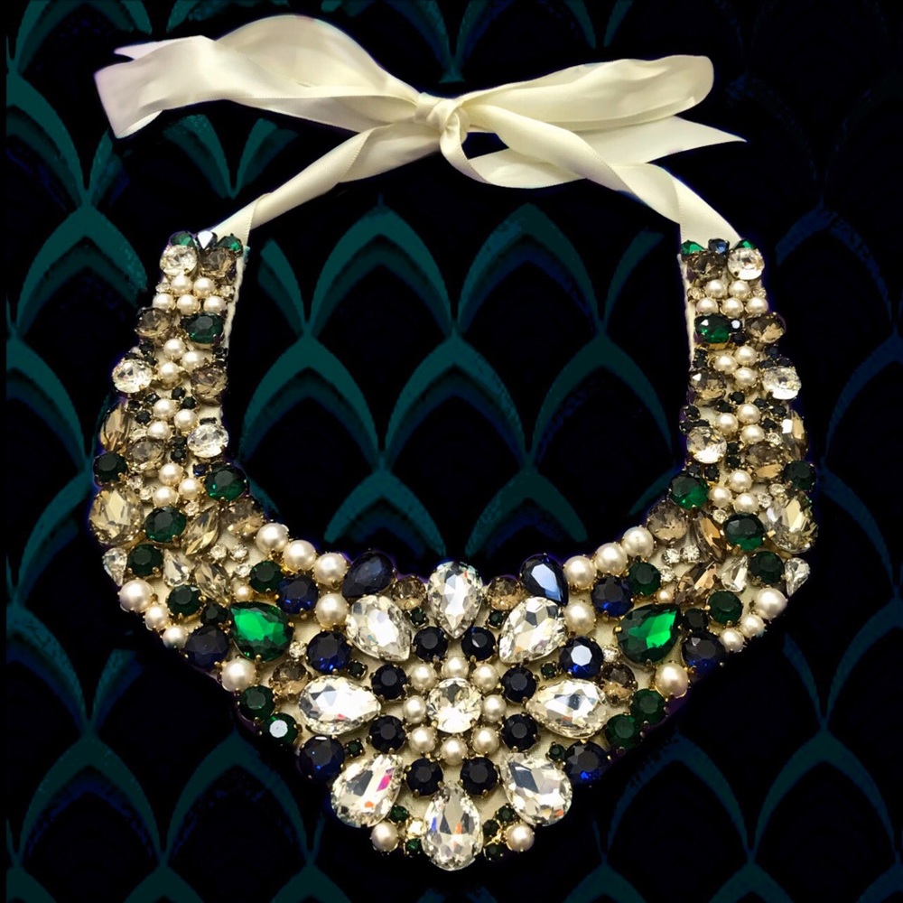 SOLD KATE SPADE JEWELED CRYSTAL RIBBON NECKLACE